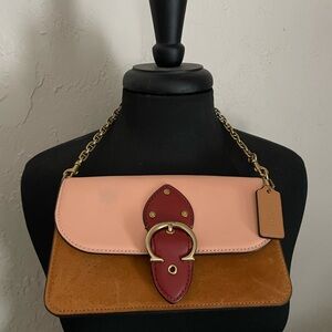 Coach Beat Cross Body Pink and Tan Leather Shoulder Bag